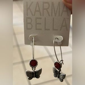 karma Bella hanging butterfly earrings never worn.
